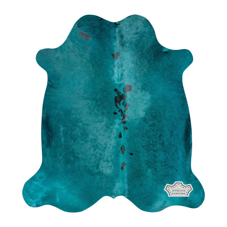 Aquamarine Color Dyed Cowhide Rug