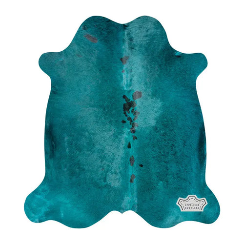 Aquamarine Color Dyed Cowhide Rug