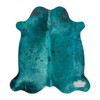 Aquamarine Color Dyed Cowhide Rug