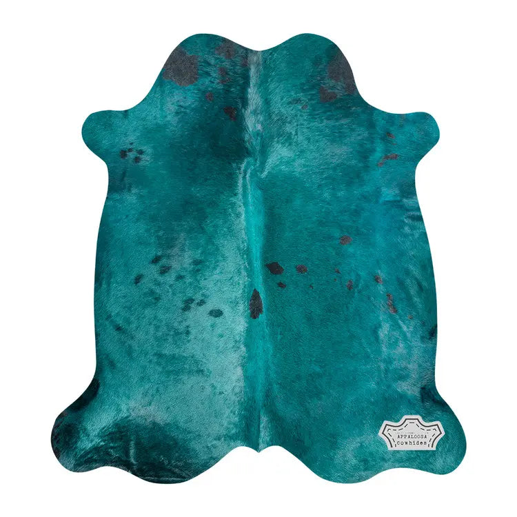 Aquamarine Color Dyed Cowhide Rug