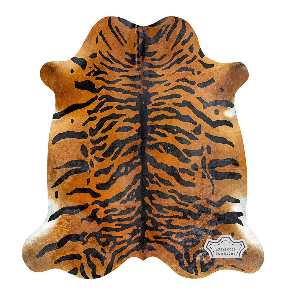 Authentic Tiger Animal Print Cowhide Rug
