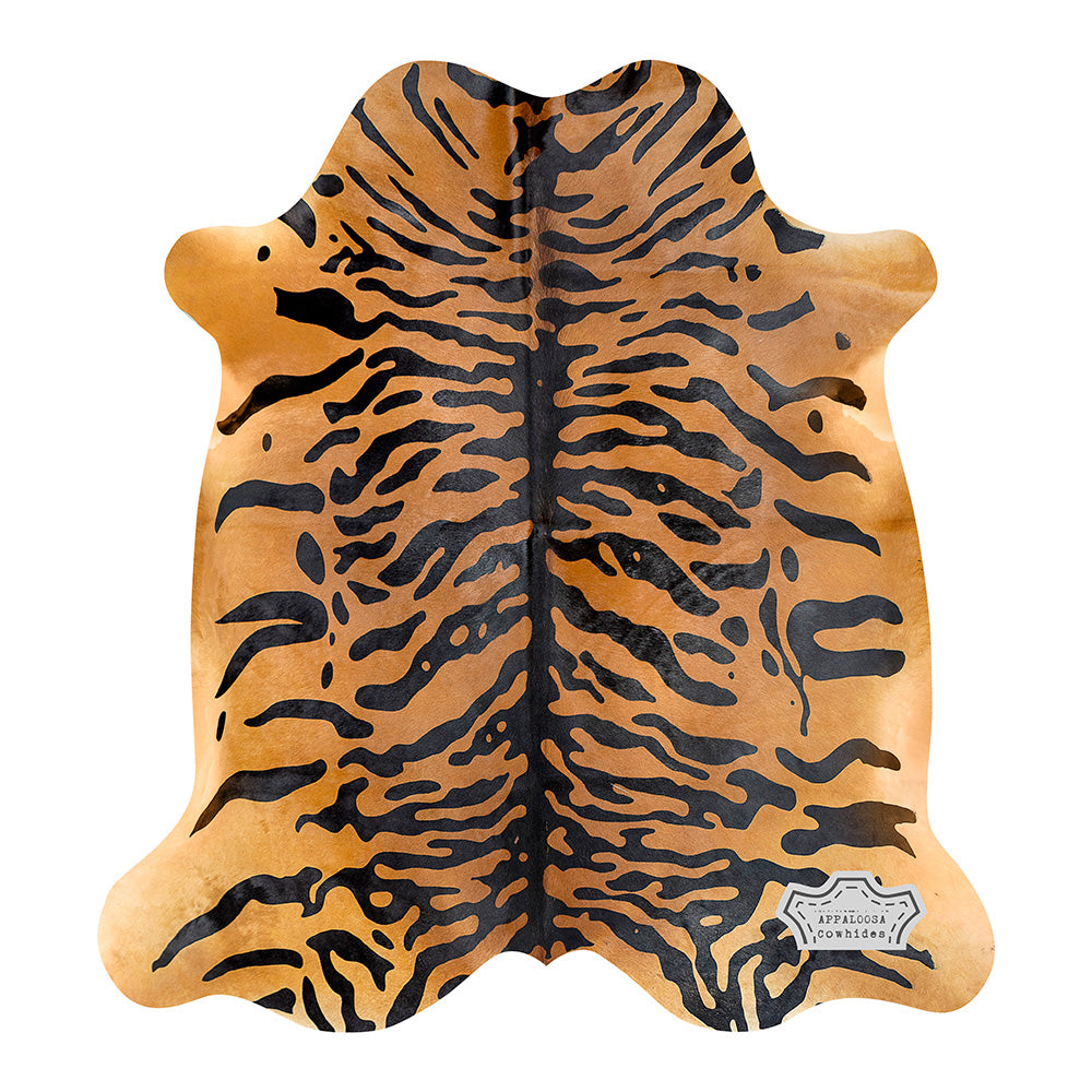 Authentic Tiger Animal Print Cowhide Rug