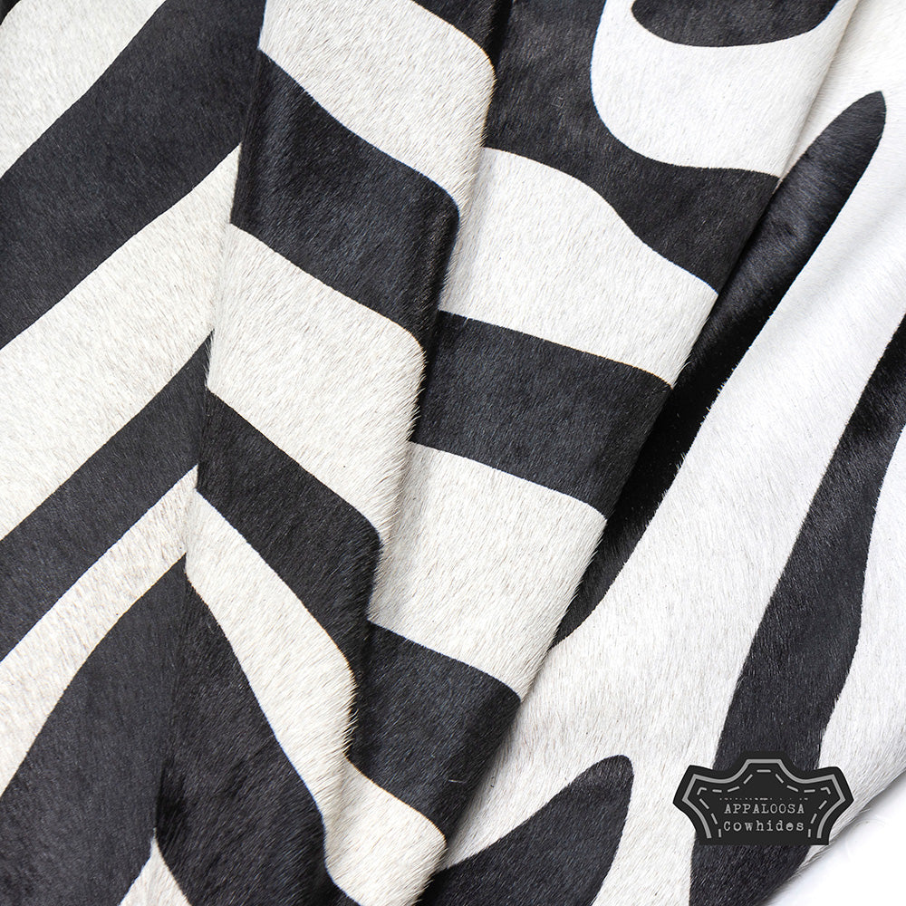 Authentic Zebra Animal Print Cowhide Rug