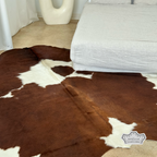 Natural Authentic Brown & White Cowhide Rug