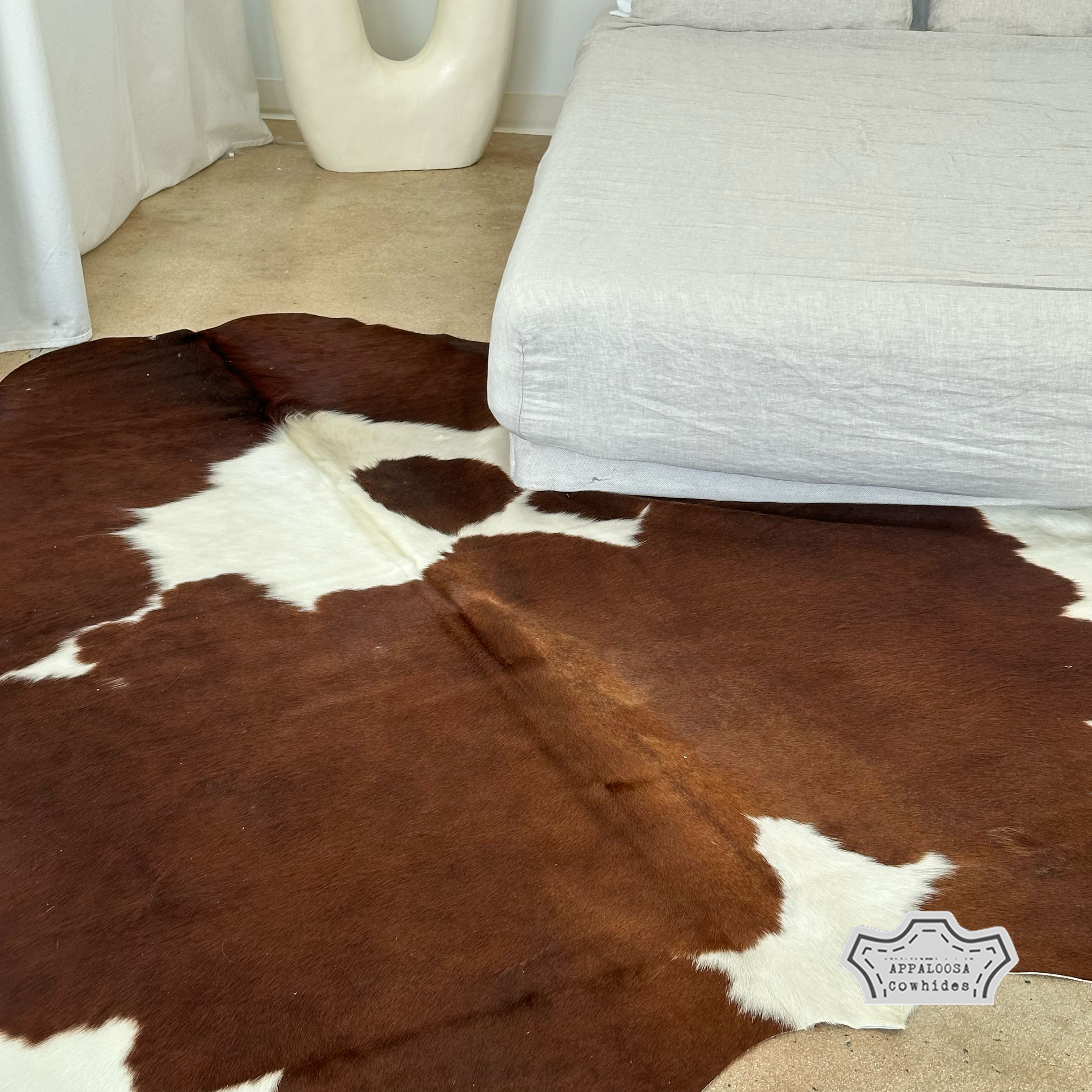 Natural Authentic Brown & White Cowhide Rug