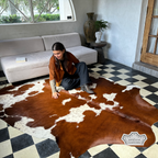 Natural Authentic Brown & White Cowhide Rug