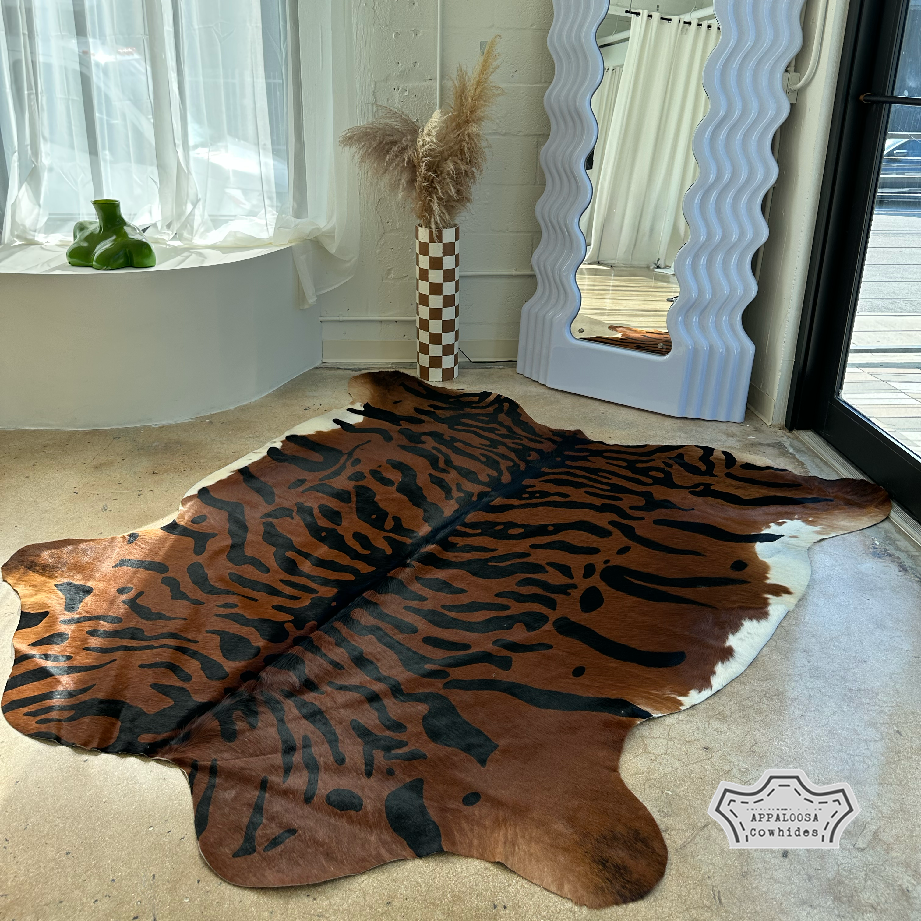 Authentic Tiger Animal Print Cowhide Rug