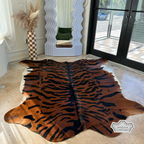 Authentic Tiger Animal Print Cowhide Rug