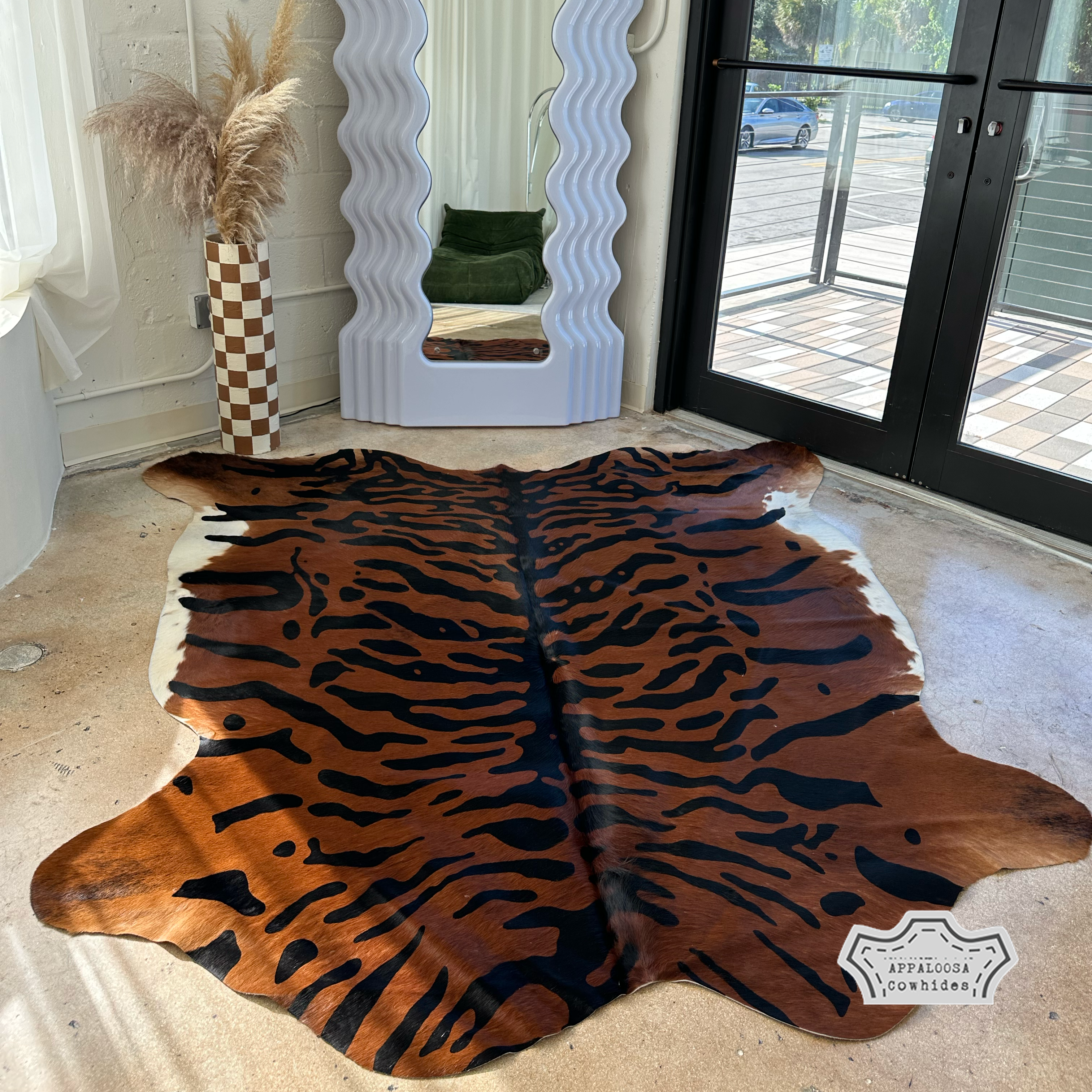 Authentic Tiger Animal Print Cowhide Rug