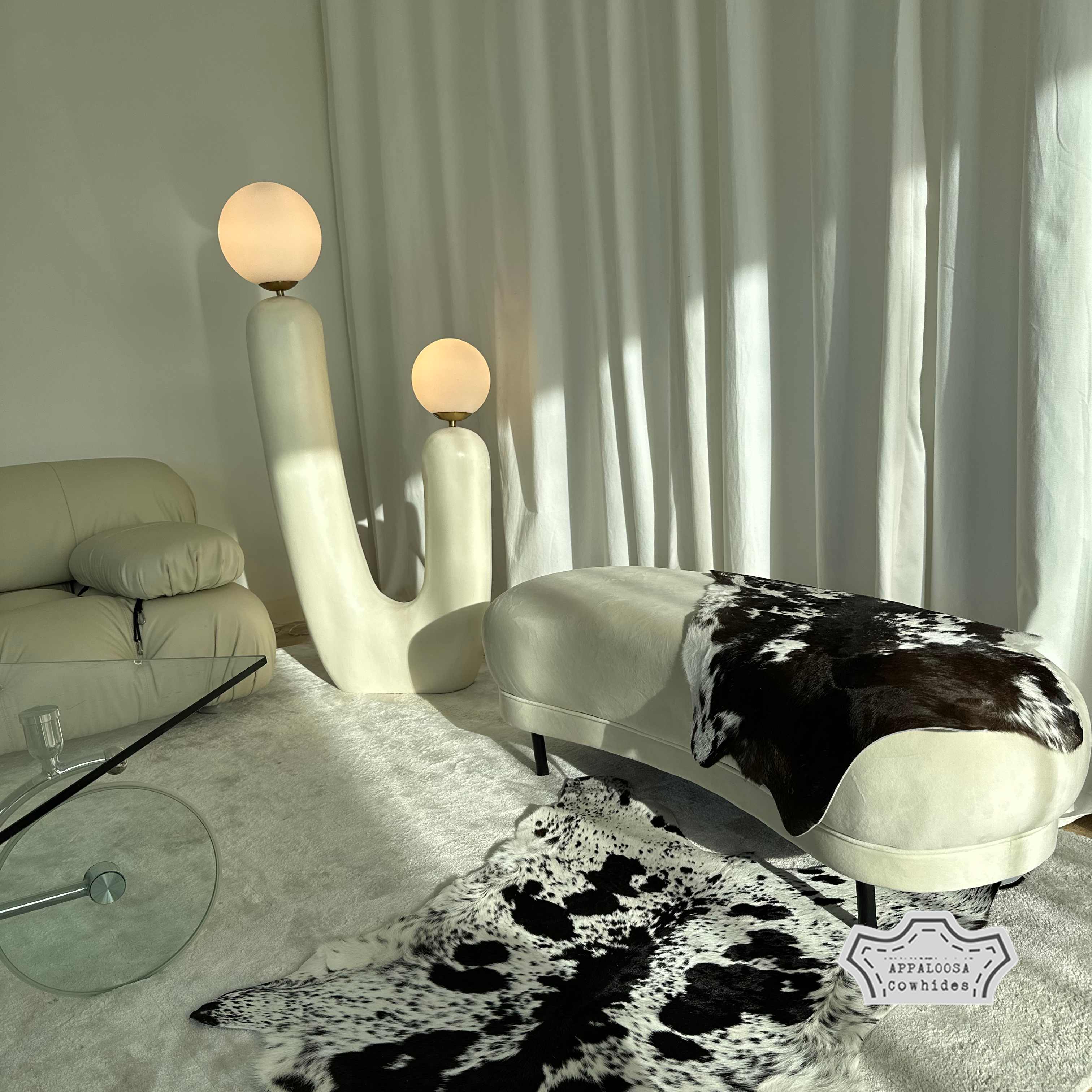 Natural Black & White Calf Hide Cowhide Rug