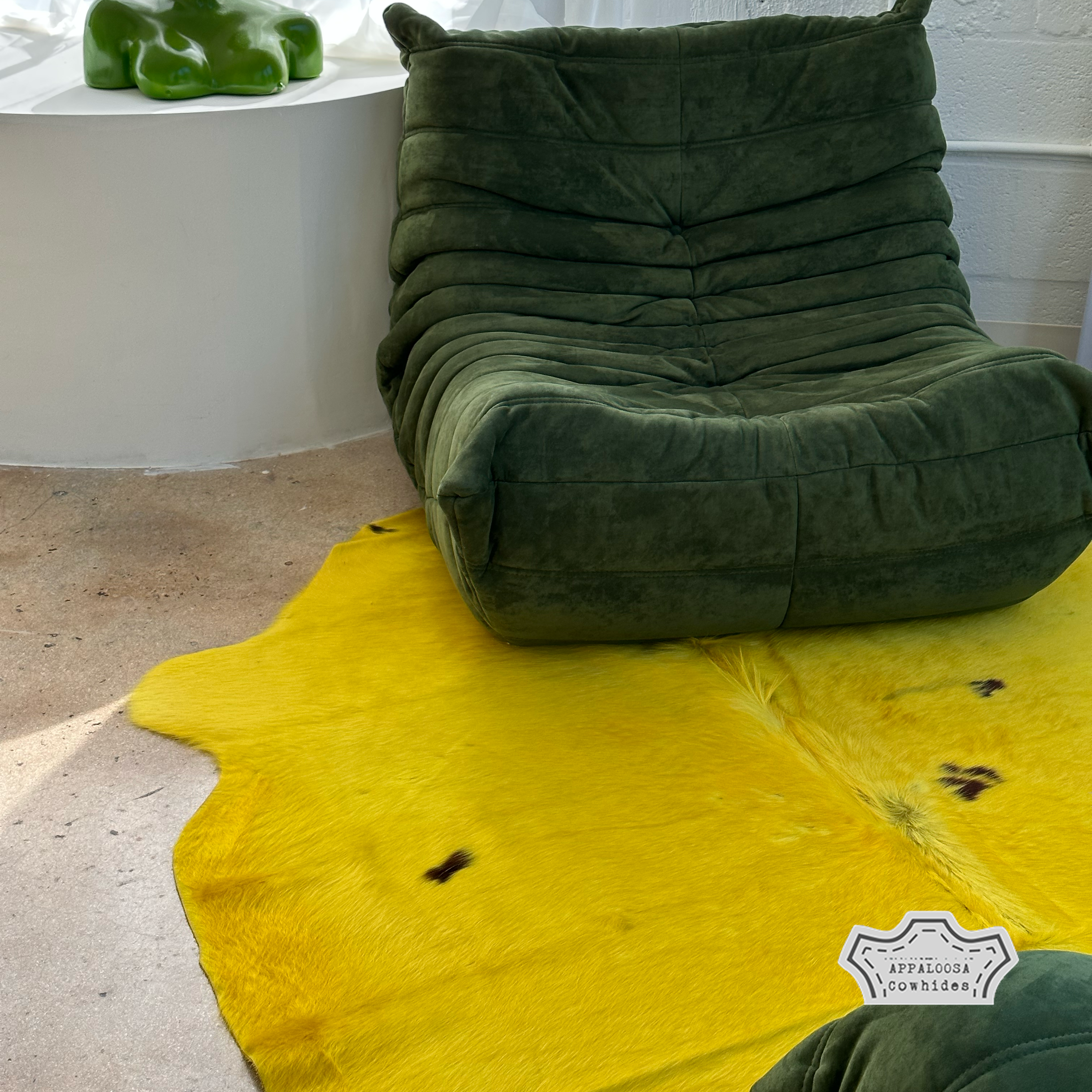 Bright Gold Color Dyed Cowhide Rug