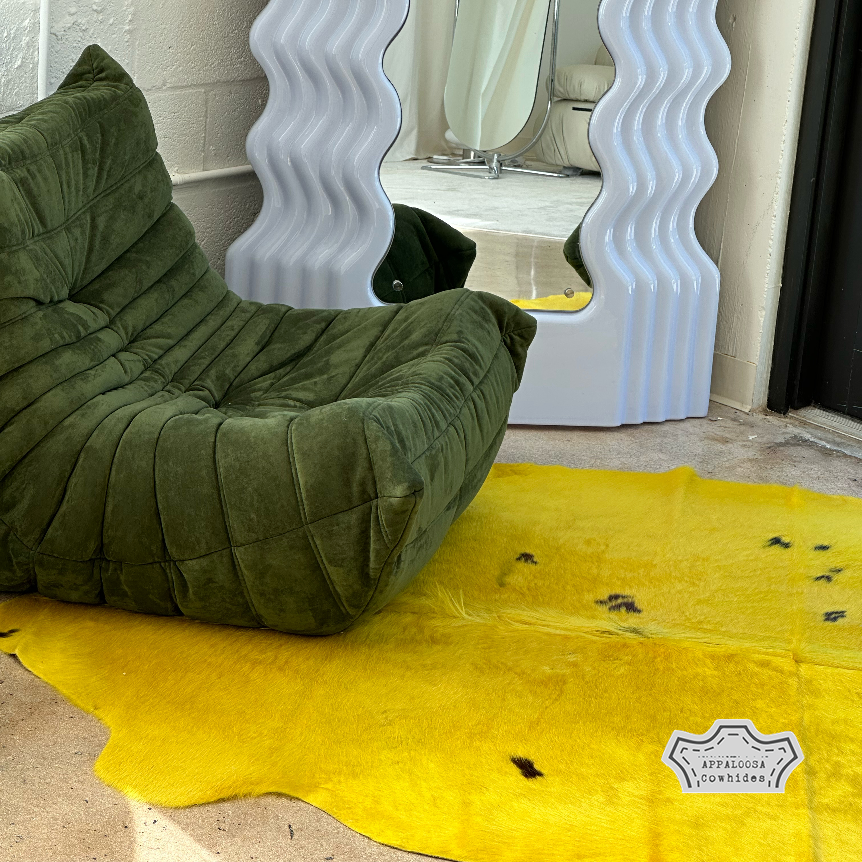 Bright Gold Color Dyed Cowhide Rug