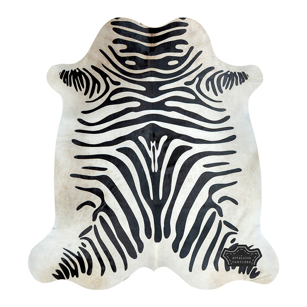 Creamy Zebra Animal Print Cowhide Rug