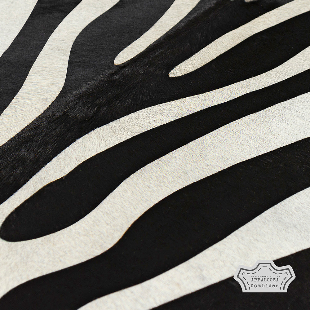 Creamy Zebra Animal Print Cowhide Rug