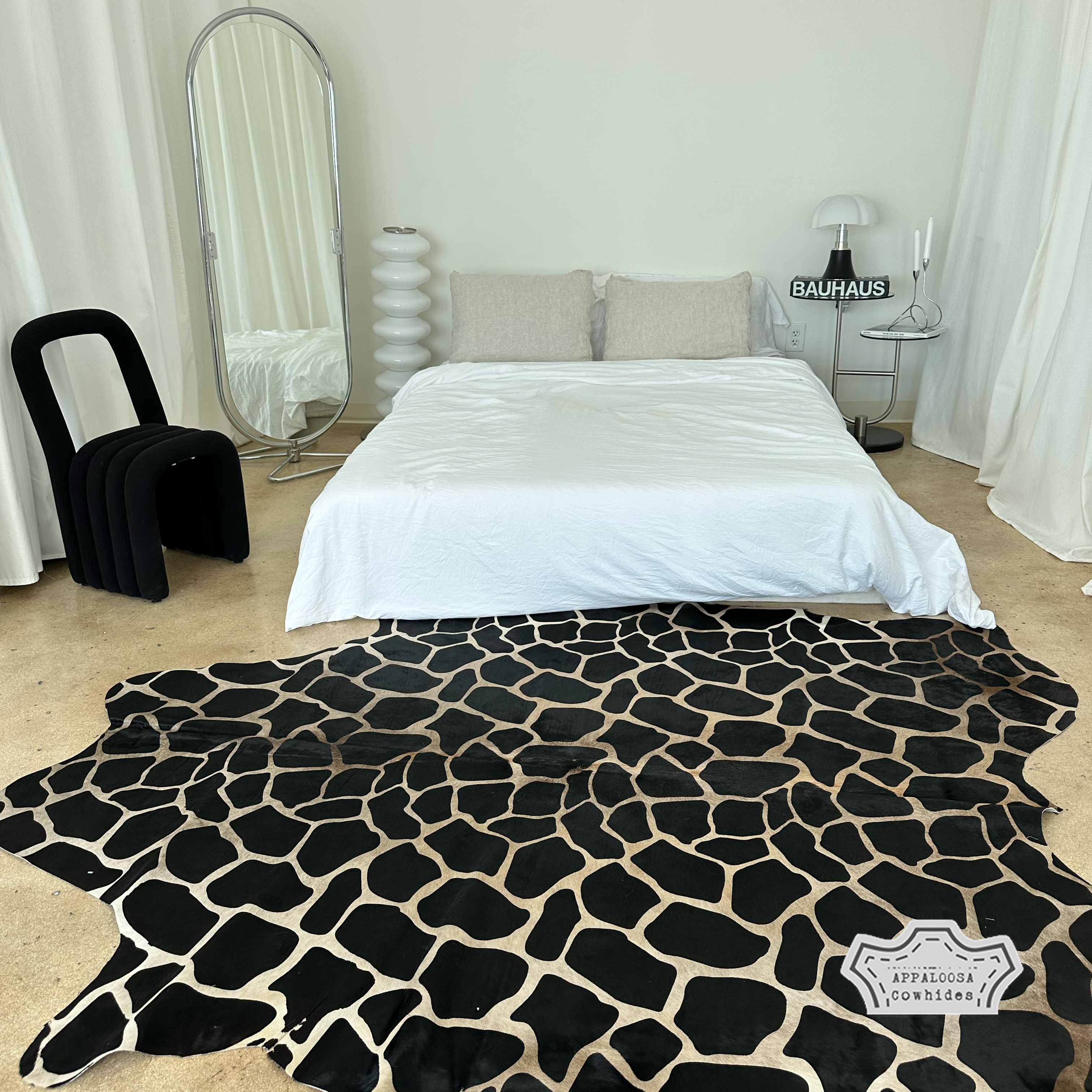 Authentic Giraffe Animal Print Cowhide Rug