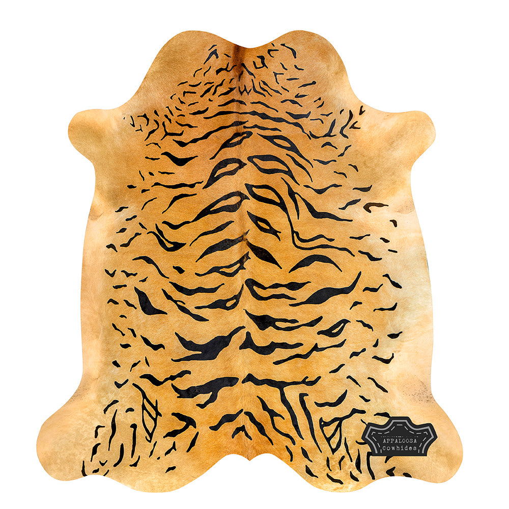 Light Tiger Animal Print Cowhide Rug