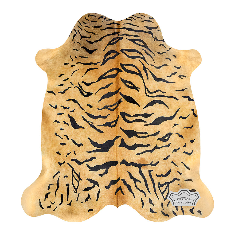 Light Tiger Animal Print Cowhide Rug