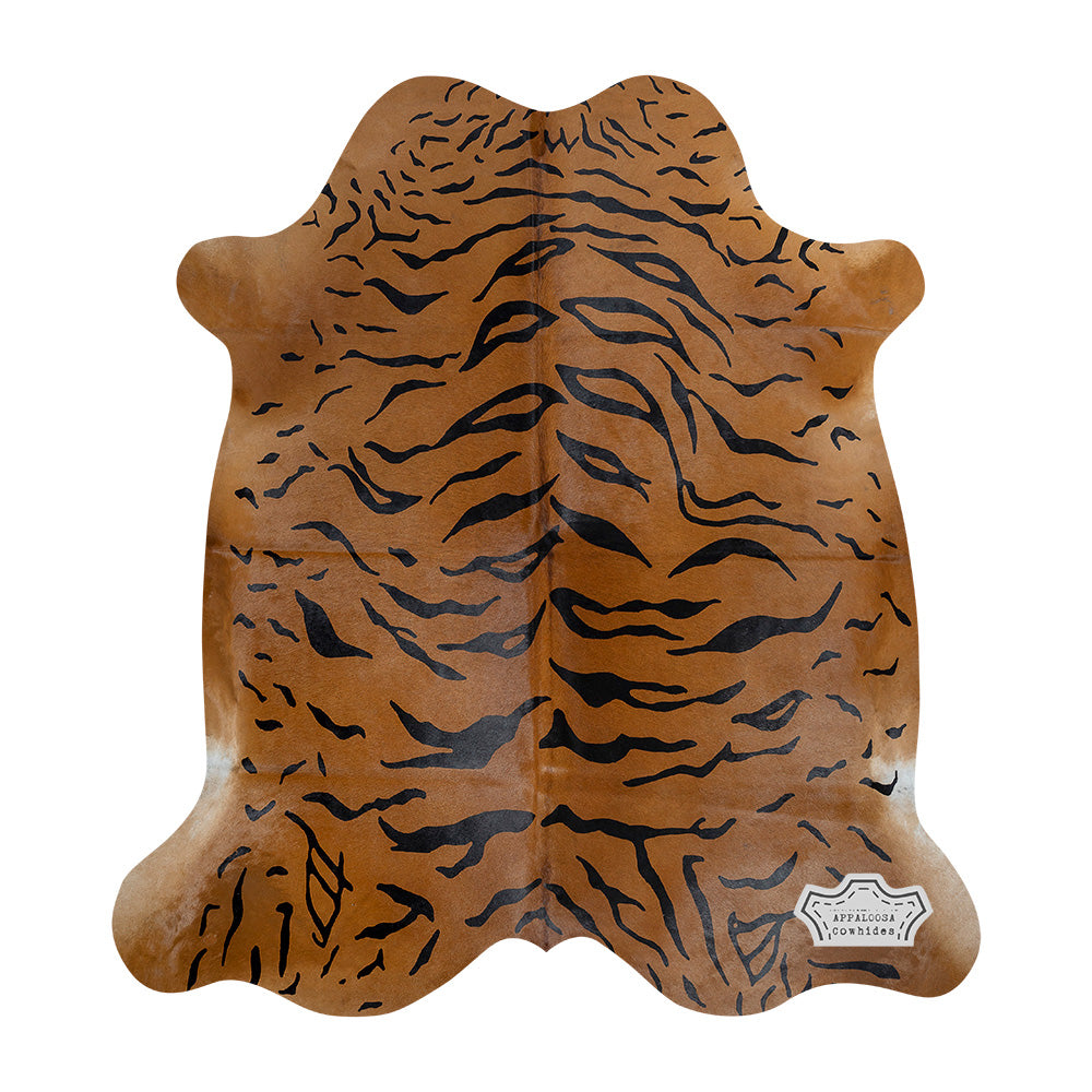 Light Tiger Animal Print Cowhide Rug