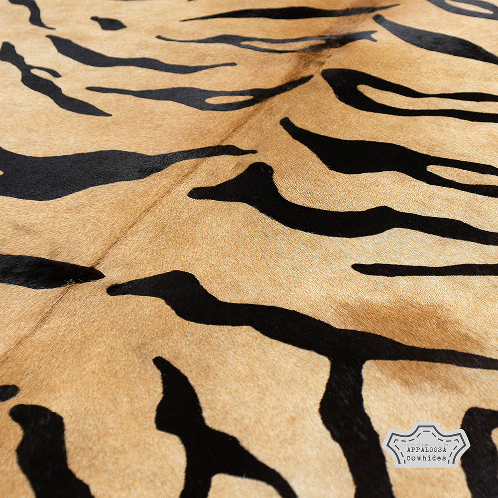 Light Tiger Animal Print Cowhide Rug