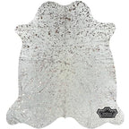 Metallic Gold Rose Devore on White Cowhide Rug