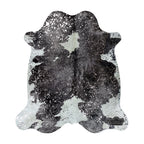 Metallic Silver Devore on Black & White Cowhide Rug
