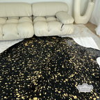 Metallic Gold Devore on Black Cowhide Rug