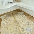 Metallic Gold Devore on Champagne Cowhide Rug