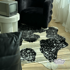 Metallic Silver Devore on Black & White Cowhide Rug