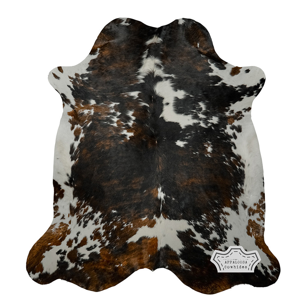 Natural Dark Tricolor Cowhide Rug