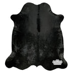 Natural Solid Black Cowhide Rug
