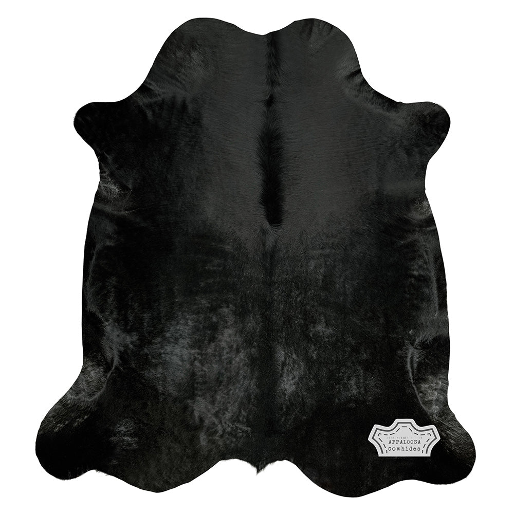 Natural Solid Black Cowhide Rug