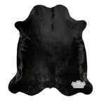 Natural Solid Black Cowhide Rug