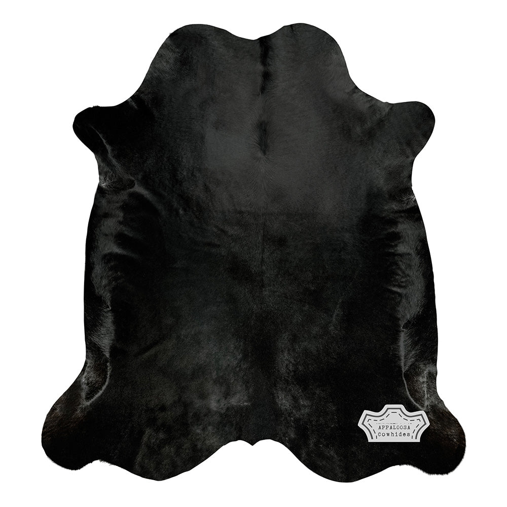 Natural Solid Black Cowhide Rug