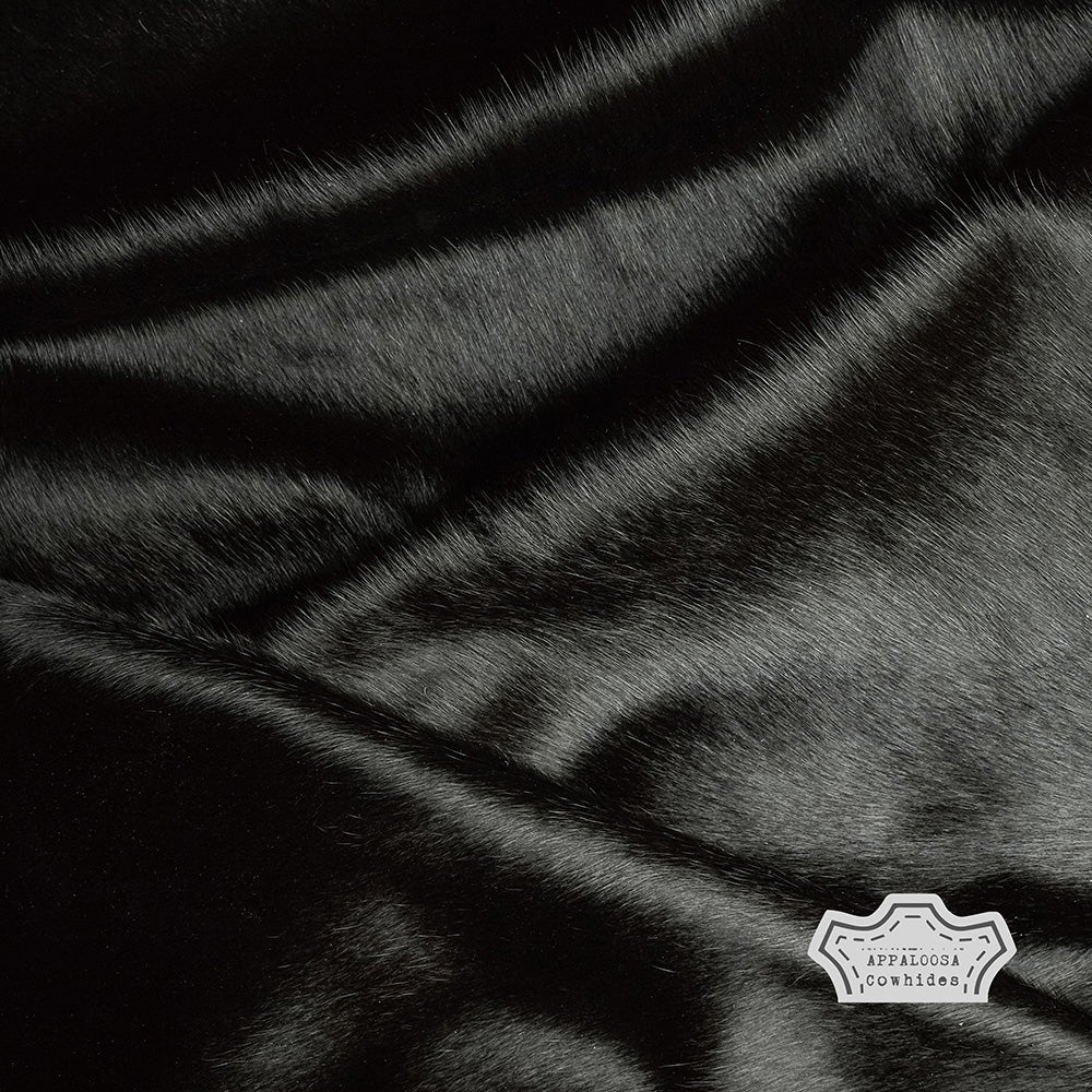 Natural Solid Black Cowhide Rug