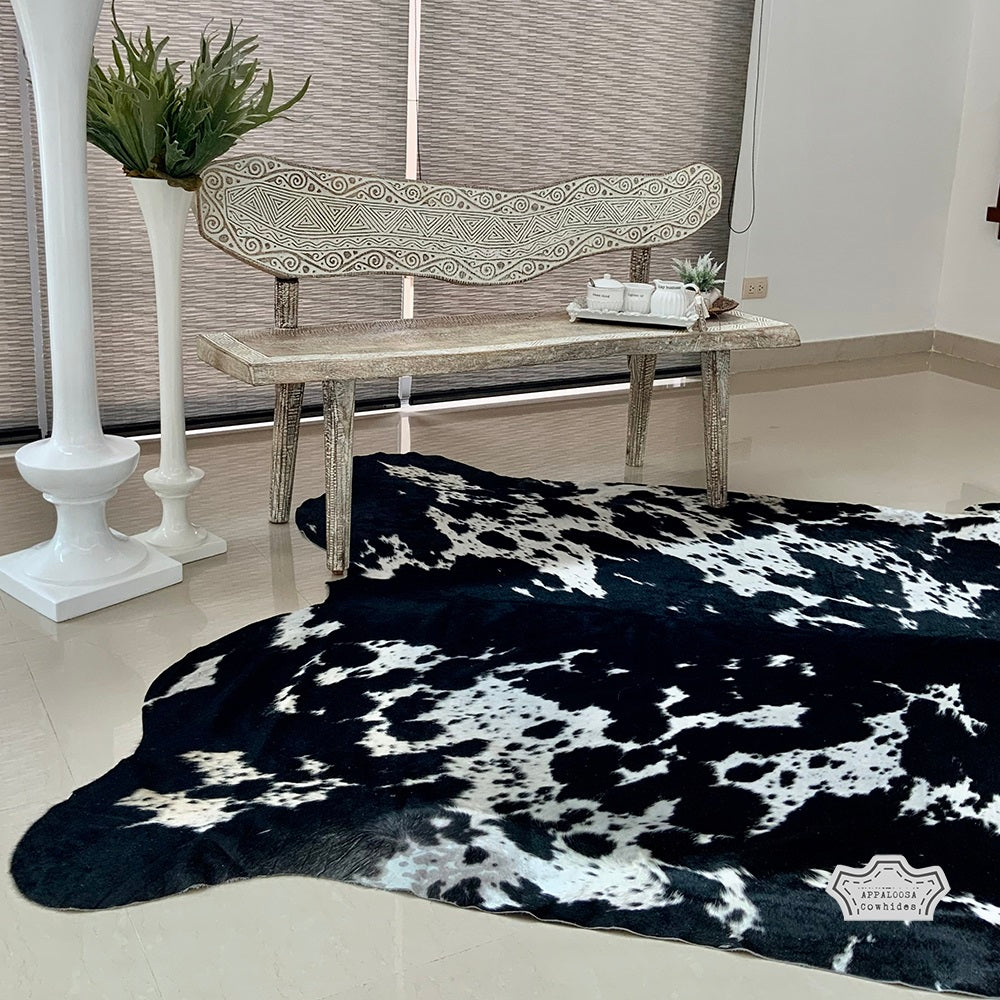 Natural Authentic Black & White Cowhide Rug