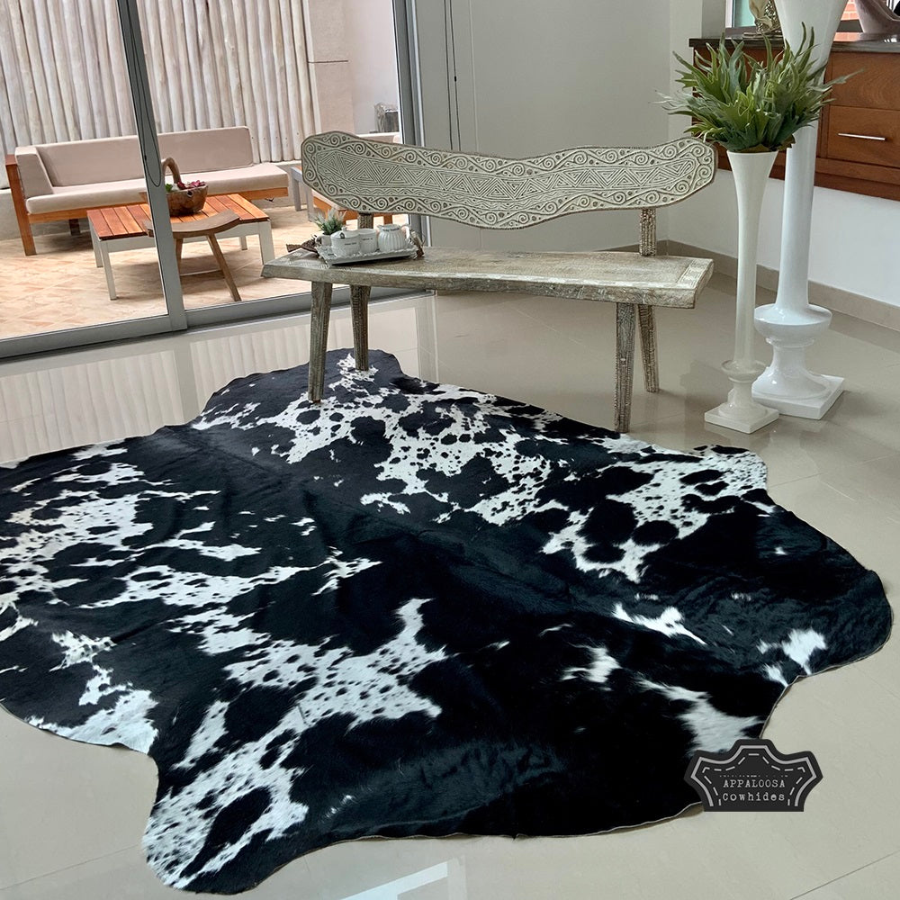 Natural Authentic Black & White Cowhide Rug