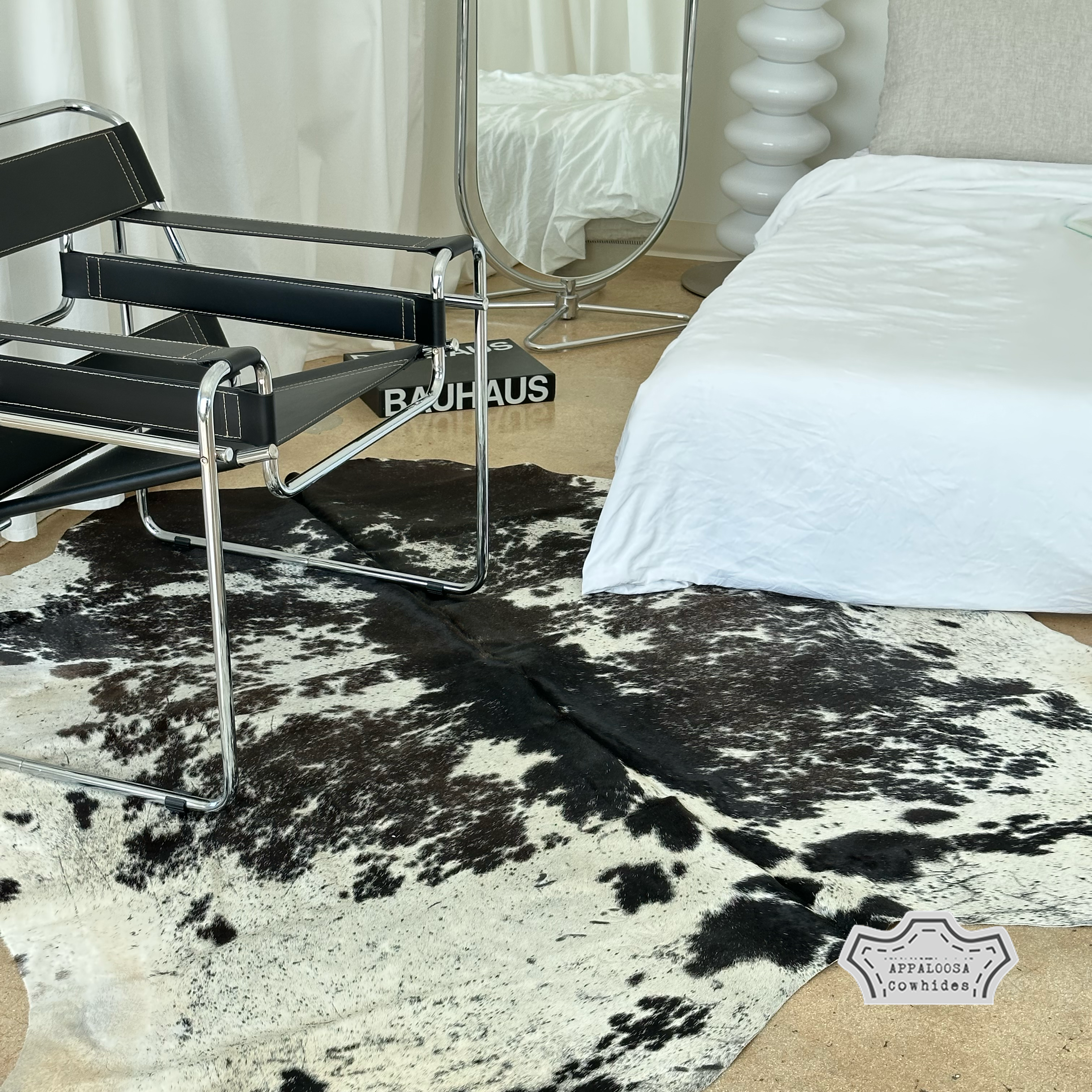 Natural Black Speckled Cowhide Rug
