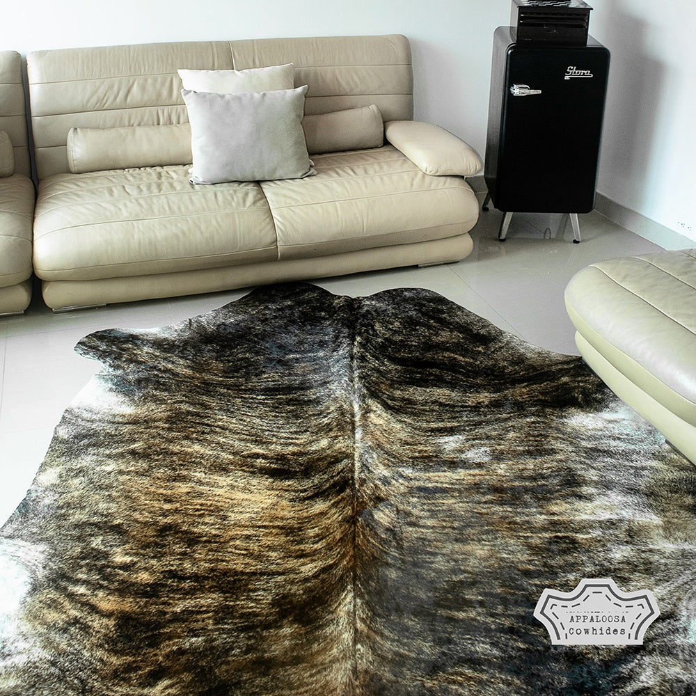 Natural Dark Brindle Cowhide Rug