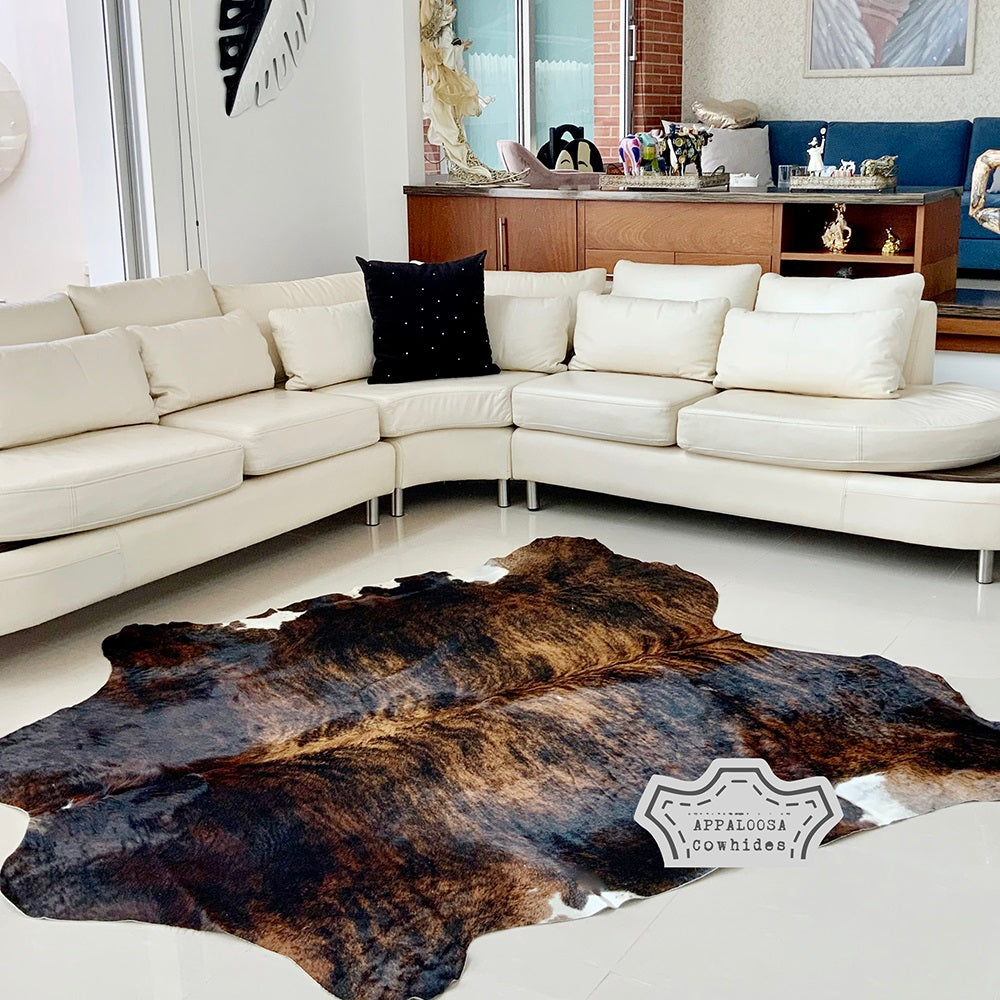 Natural Dark Brindle Cowhide Rug