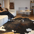 Natural Dark Tricolor Cowhide Rug