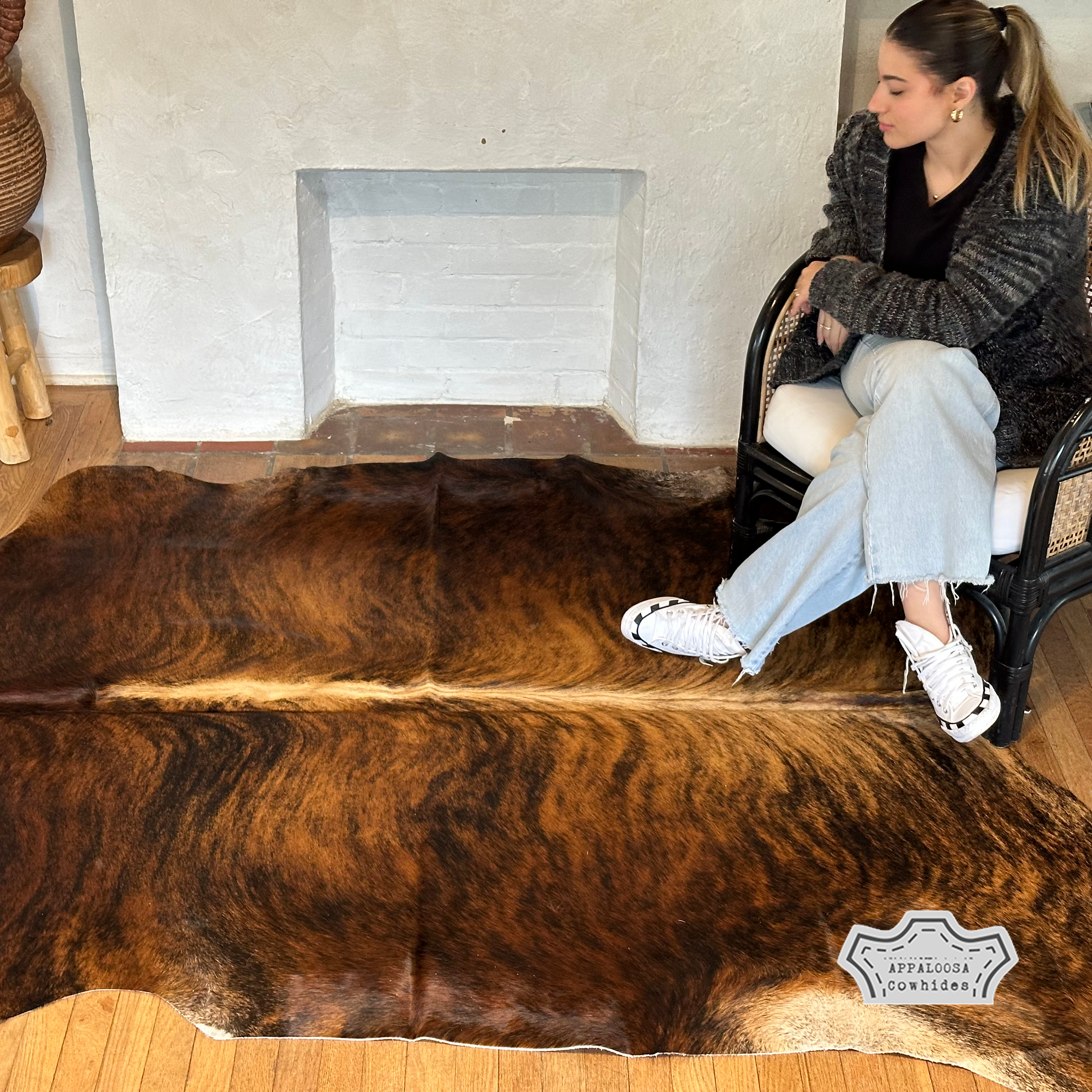 Natural Medium Brindle Cowhide Rug