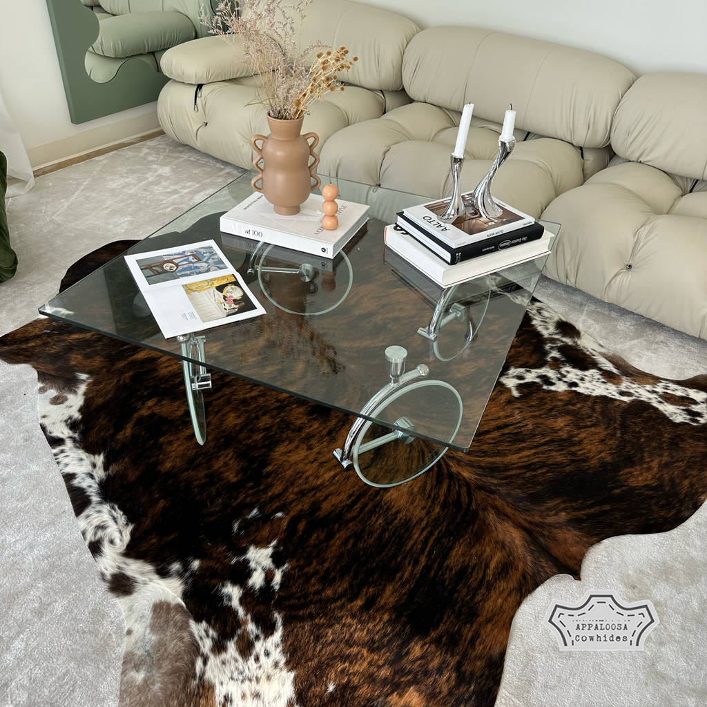 Natural Medium Tricolor Cowhide Rug