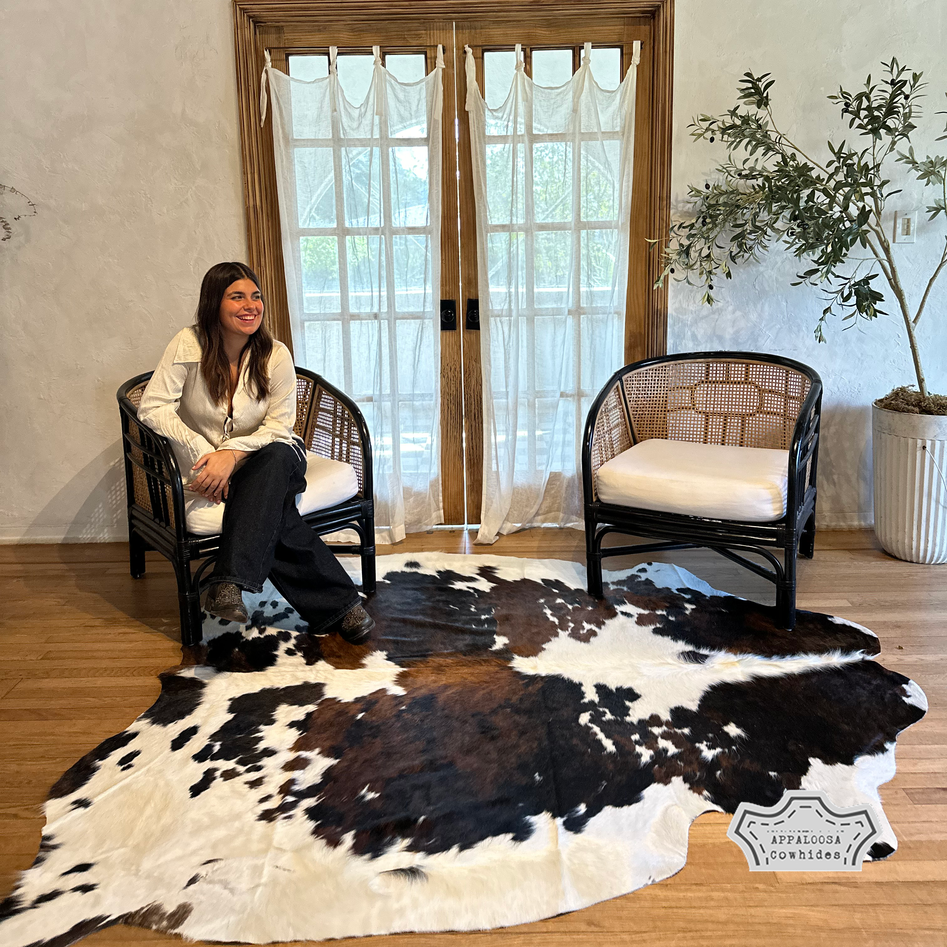 Natural Original Tricolor Cowhide Rug
