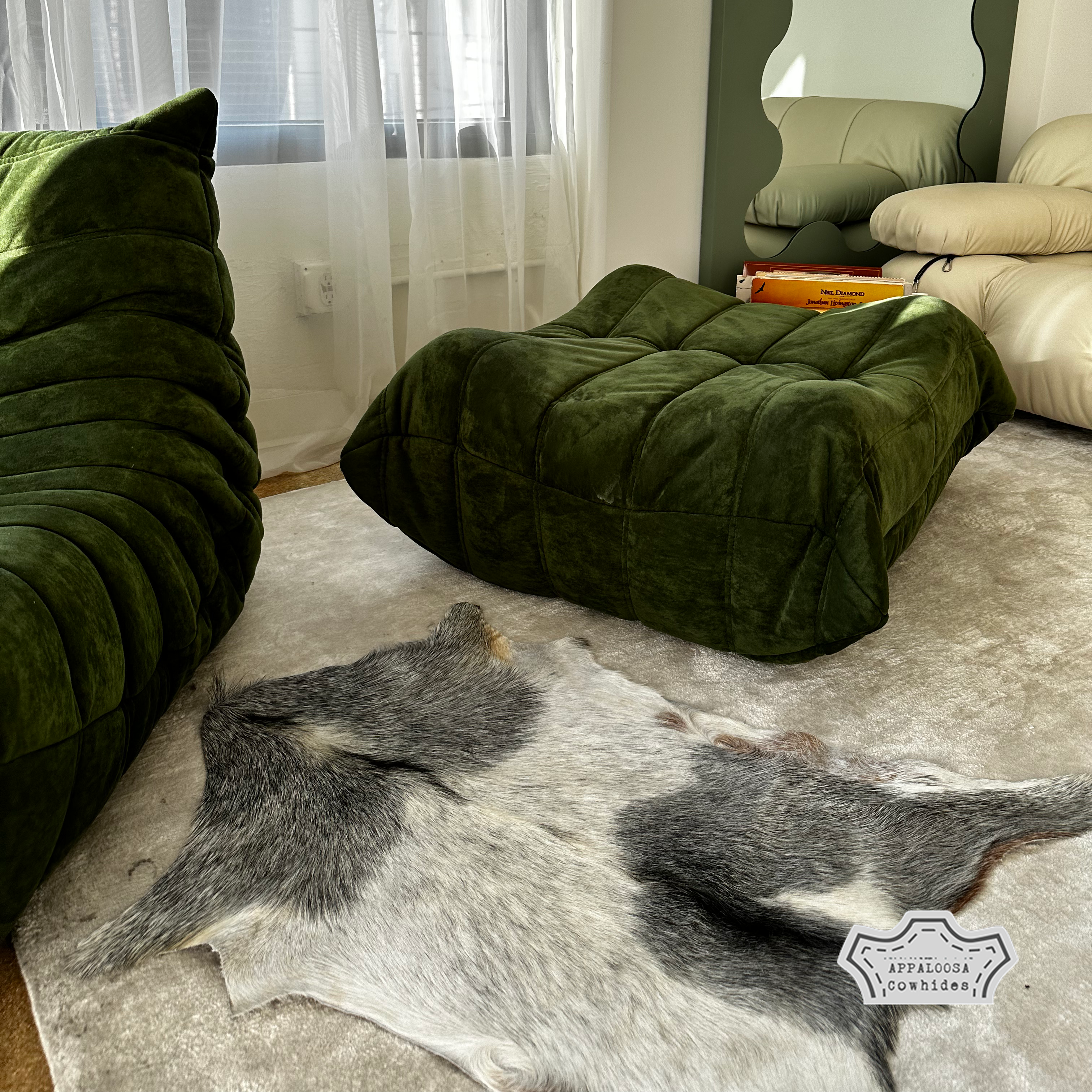 Natural Rare Breed Goatskin Cowhide Rug