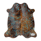 Turquoise Devore on Brindle Cowhide Rug