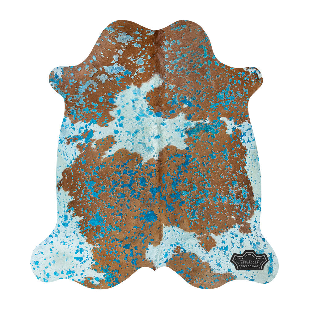 Turquoise Devore on Brown & White