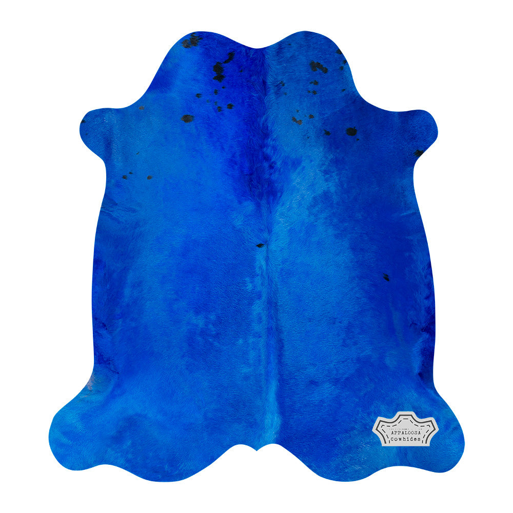 Vibrant Blue Color Dyed Cowhide Rug