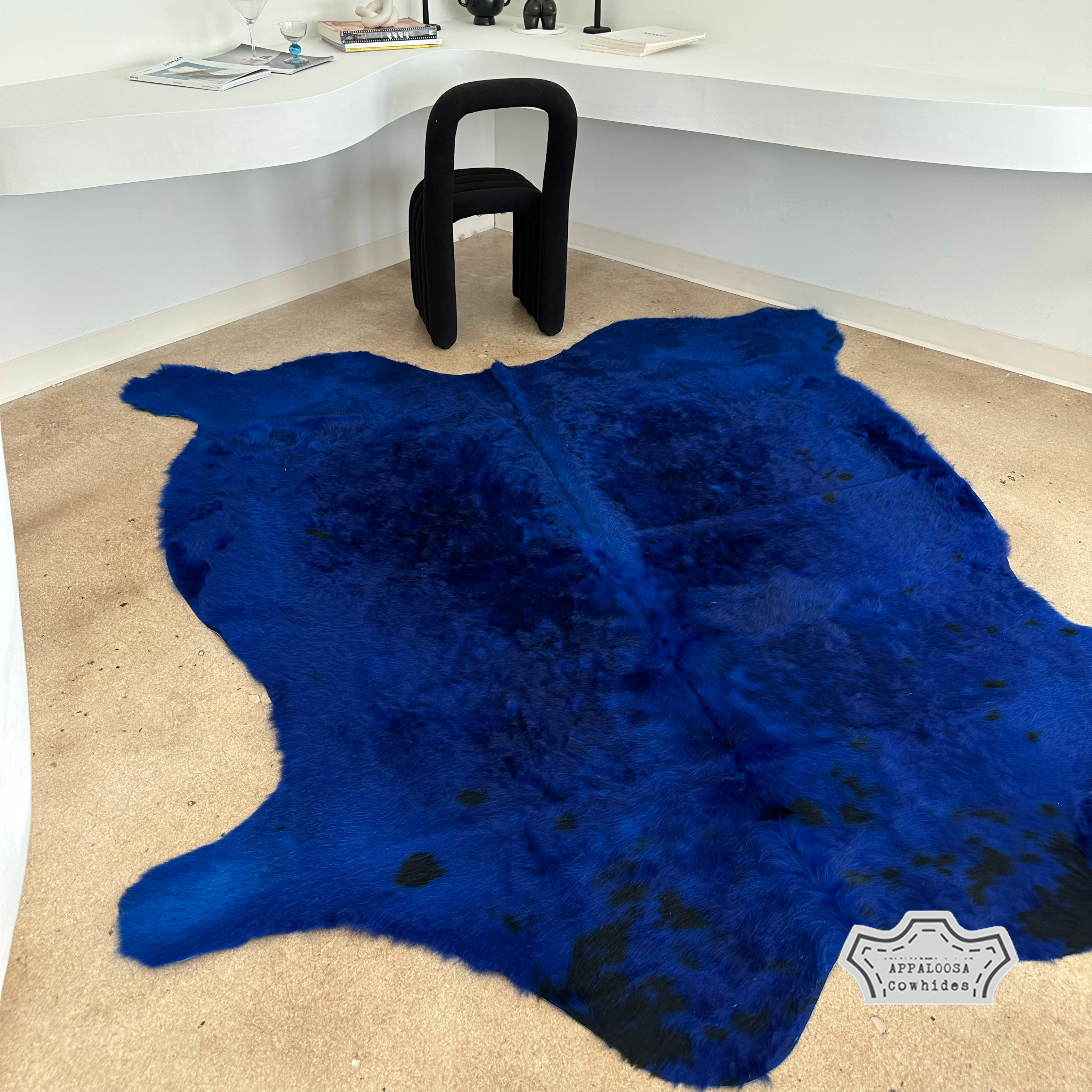 Vibrant Blue Color Dyed Cowhide Rug
