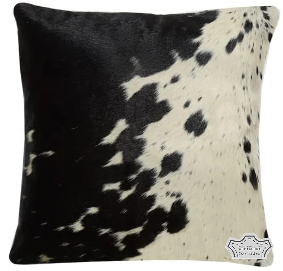 Pillow Cover Black and White Cowhide