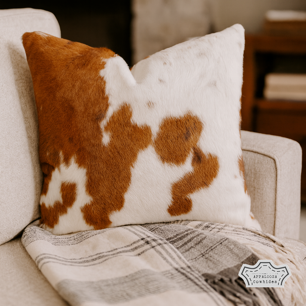Pillow Cover Brown and White Cowhide